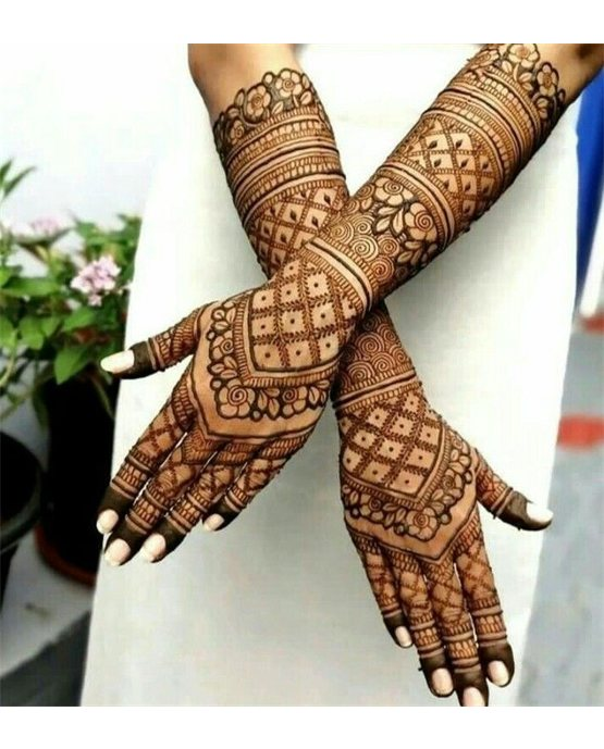 Whimsical Arrangement On Sunflower Modern Full Hand Mehndi Design